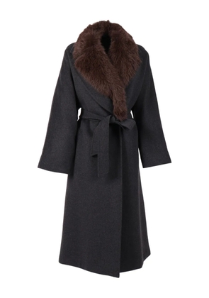 Weekend Max Mara fur collar belted coat - Grey