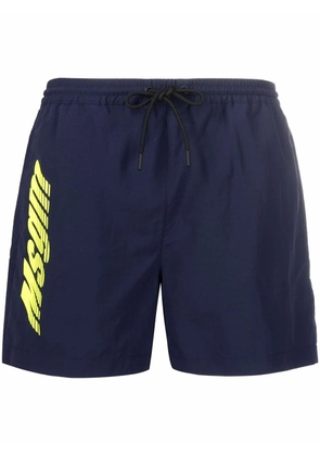 MSGM logo-print drawstring swim shorts - Blue