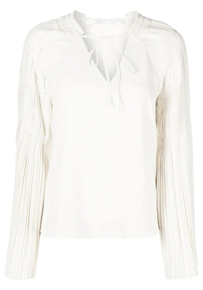 Simkhai pleated long-sleeved blouse - Neutrals