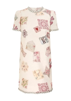 ZIMMERMANN embellished-neck graphic-print dress - White