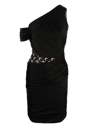 Marine Serre draped one-shoulder dress - Black