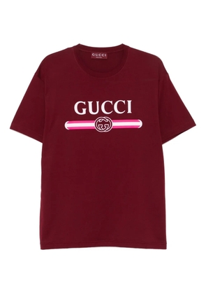 Gucci logo-stripe cotton t-shirt - Red
