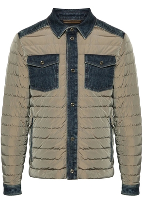 Moorer denim-trim quilted jacket - Blue