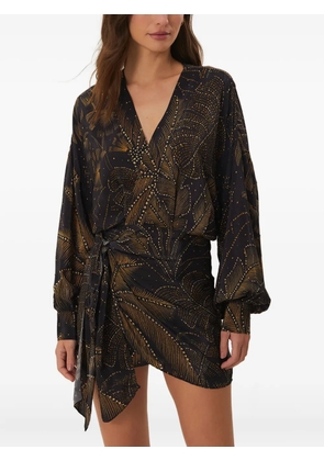 FARM Rio Foliage wrap mini dress - Black