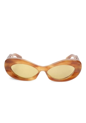 VALENTINO GARAVANI EYEWEAR logo-plaque oval-frame sunglasses - Brown