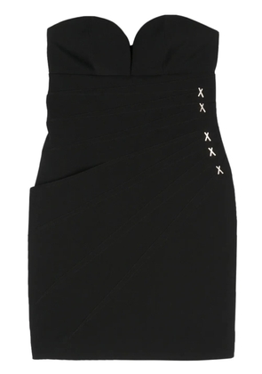 Genny rhinestone-embellished pleat-detail minidress - Black