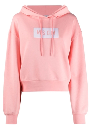 MSGM logo print cotton hoodie - Pink