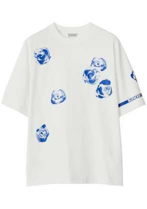 Burberry rose-print cotton T-shirt - White