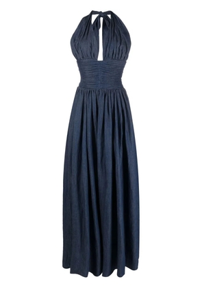 Rochas halterneck denim maxi dress - Blue