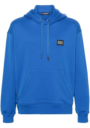 Dolce & Gabbana logo-plaque cotton hoodie - Blue