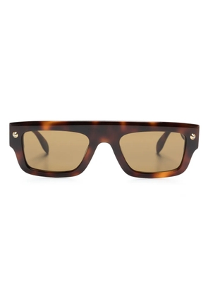 Alexander McQueen Eyewear Spike Studs rectangular-frame sunglasses - Brown
