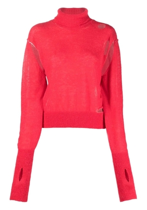 MM6 Maison Margiela distressed high-neck jumper - Pink