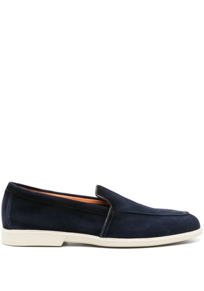 Santoni pipe-trim suede loafers - Blue