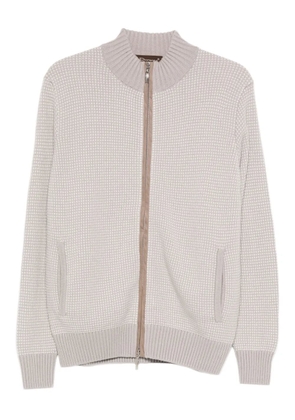Doriani Cashmere zip textured cardigan - Neutrals
