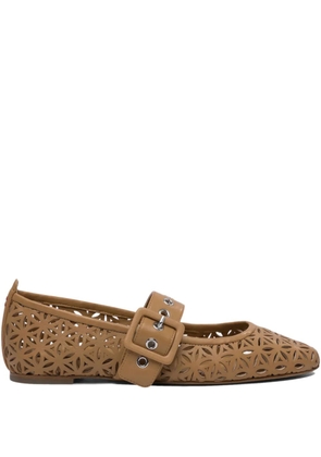 Halmanera laser-cut buckle flats - Brown