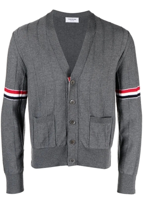 Thom Browne RWB striped V-neck cardigan - Grey
