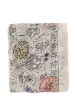Alexander McQueen floral skull scarf - Neutrals
