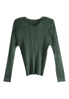 Pleats Please Issey Miyake pleated long-sleeved top - Green