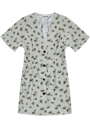 GANNI floral print buttoned minidress - Neutrals