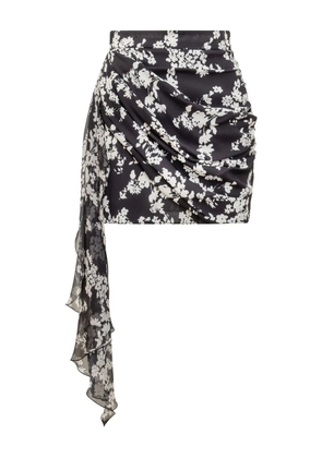 Elisabetta Franchi floral-print draped mini skirt - Black