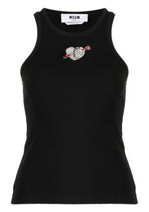 MSGM ribbed heart-embellished top - Black