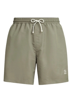 Brunello Cucinelli drawstring logo swim shorts - Green