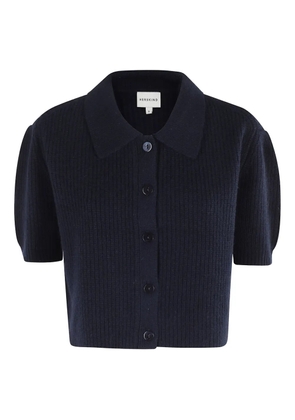 HERSKIND ribbed-knit polo cardigan - Black