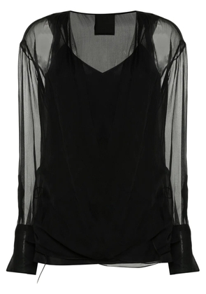 Givenchy long-sleeve silk wrap blouse - Black