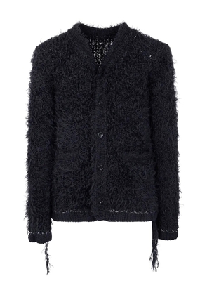 sacai frayed-hem button cardigan - Black