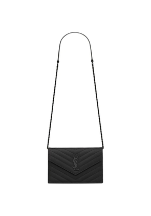 Saint Laurent Cassandre chevron-quilted chain clutch bag - Black