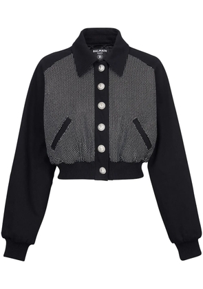 Balmain logo-embellished cropped jacket - Black