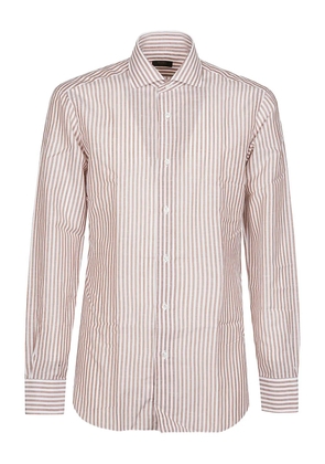 Barba striped cotton shirt - Brown
