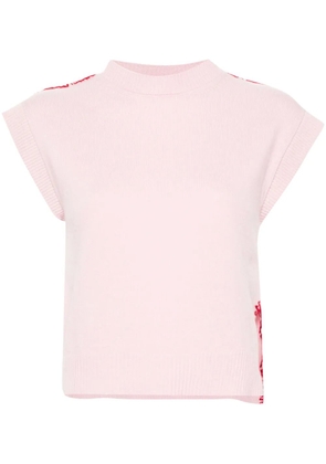 Marni embroidered-logo knitted vest - Pink