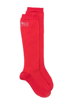 MM6 Maison Margiela logo-detail ribbed socks - Red