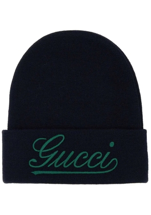 Gucci logo-embroidered beanie - Blue
