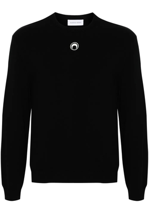 Marine Serre Crescent Moon embroidered sweater - Black