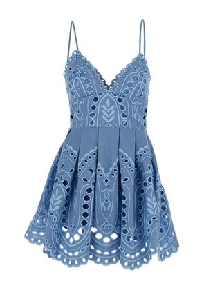 Charo Ruiz Ibiza eyelet-design V-neck mini dress - Blue
