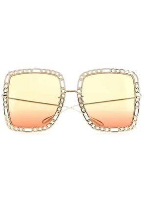 Gucci Eyewear chain-detail square-frame sunglasses - Gold