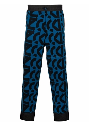 Kenzo monogram-print fleece track pants - Blue