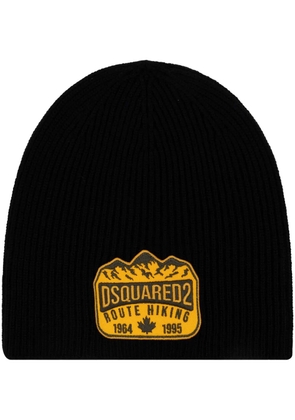 DSQUARED2 logo-appliqué wool beanie - Black