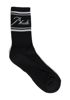 RHUDE script logo-detail striped sock - Black