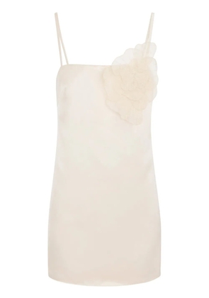 Elisabetta Franchi flower-appliqué satin dress - Neutrals