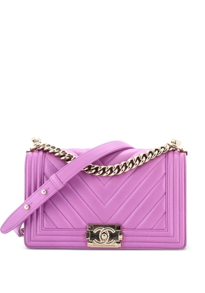 CHANEL Pre-Owned Boy Flap Bag Chevron Lambskin Old Medium shoulder bag - Purple