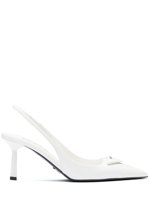 Prada 75mm leather slingback pumps - White