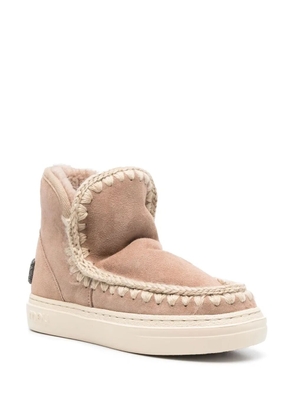 Mou crochet stitch-trim boots - Brown