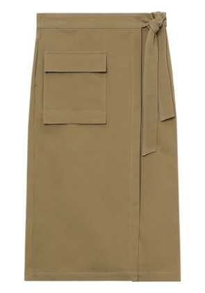 Closed tie-fastening cotton midi skirt - Neutrals