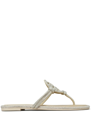 Tory Burch Miller crystal-embellished flip flips - Silver