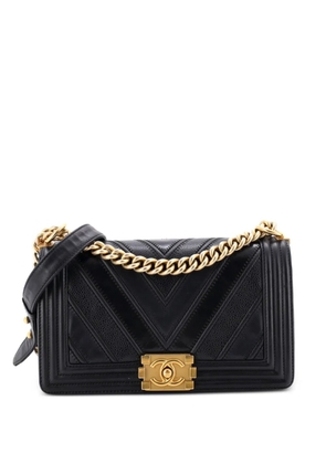 CHANEL Pre-Owned Boy Flap Bag Chevron Calfskin Old Medium shoulder bag - Black