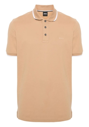 BOSS logo-embroidered piqué polo shirt - Neutrals