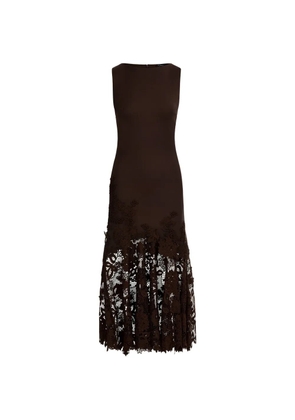 Oscar de la Renta flower guipure trumpet maxi dress - Brown